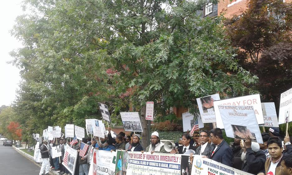 Demonstration in front of Burma/Myanmar Embassy